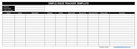 Free Issue Tracking Spreadsheet Template Excel Project Trackers