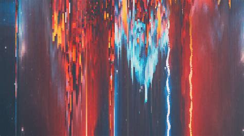 Blue And Red Abstract Painting Glitch Art Abstract Pixels Hd