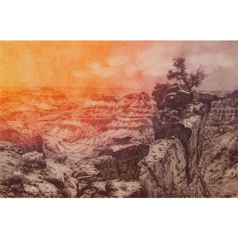Etching, significant plate tone with sepia ink, image size 5 1/2 x 9 inches, pencil signed. Roy Purcell, "Grand Canyon Iii," Etching | Chairish