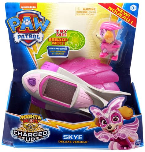 paw patrol mighty pups charged up skye deluxe vehicle spin master toywiz