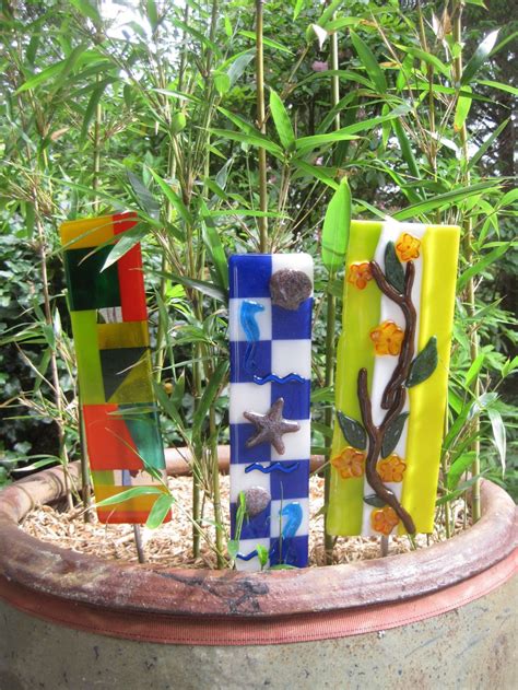 Fused Glass Garden Stakes Glass Garden Art Metal Garden Art Garden