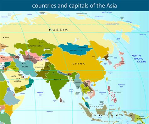 Labeled Map Of Asia With Capitals Asia Political Map Political Map Of