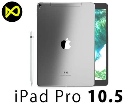 Apple Ipad Pro 105 2017 Inch Cellular Space Grey And Pencil 3d Model