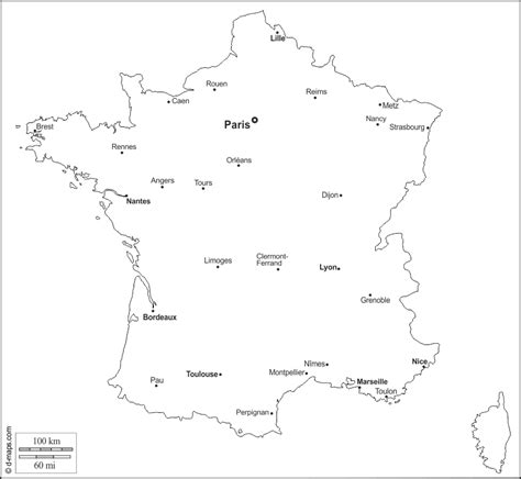 4 Practical Free Printable Outlined France Maps