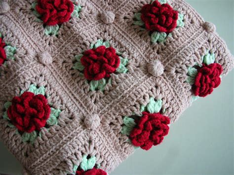 Crochet Rose Blanket Raised Red Roses Throw Afghan Twin Size | Etsy