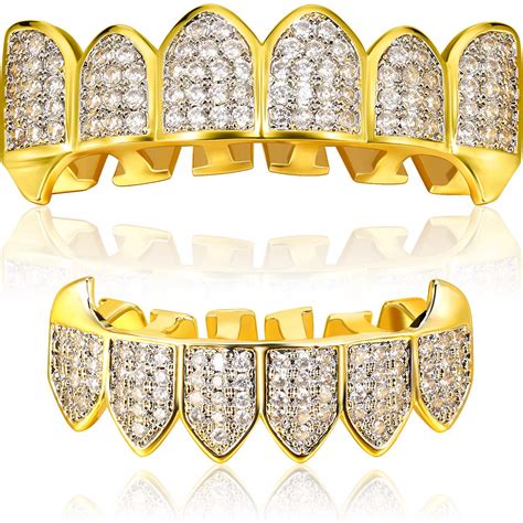 Buy Sumind Diamond Grills Gold Plated Cz Vampire Fangs Top And Bottom