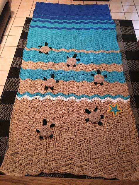 Sea Turtle Afghan Made For Carion Waves On The Beach Baby Sea