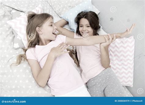 Slumber Party Concept Girls Just Want To Have Fun Invite Friend For Sleepover Best Friends
