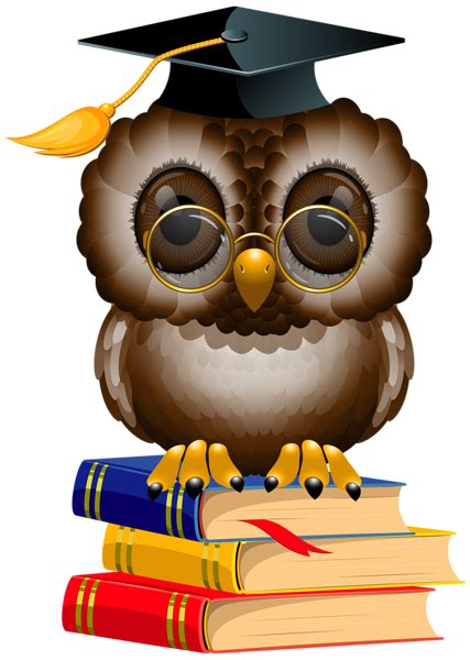 Owl With School Books And Cap Png Clipart Image Clip Art Owl Wise Owl