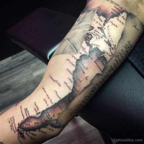 Nautical Map Tattoo On Half Sleeve Tattoo Designs Tattoo Pictures