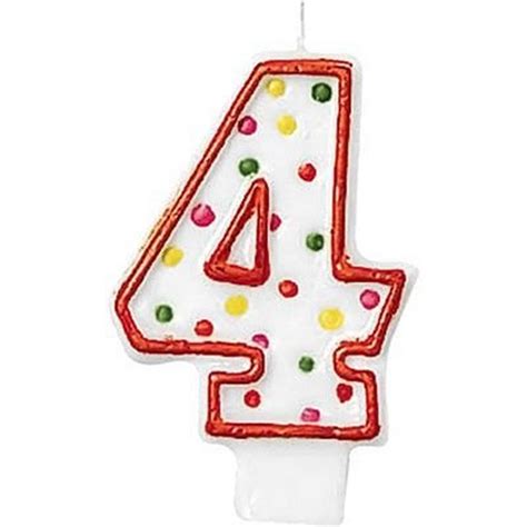 Orange Outline Number 4 Birthday Candle 1 12in X 3in Party City