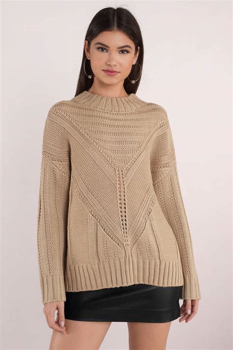 Moon River Easy Days Taupe Knitted Sweater - $38 | Tobi US