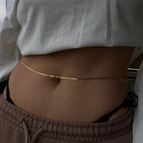 K Gold Belly Chain Etsy