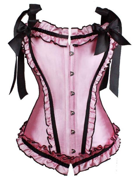 Extreme Corsets Pink Corset Wide Ruffle And Double Bows