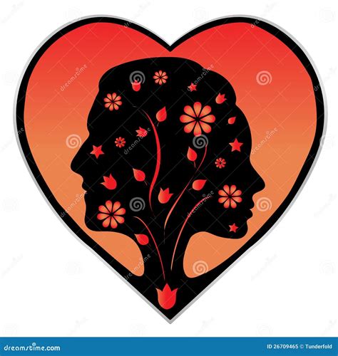 Couple Silhouette In A Heart Stock Illustration Illustration Of Shape