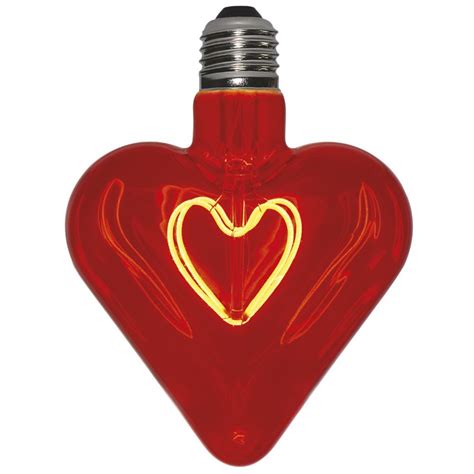 Red Heart Shaped 5 Watt Es E27mm Dimmable Filament Led Light Bulb