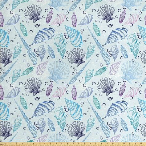 nautical fabric by the yard various sea shell pattern underwater bubbles ocean maritime print