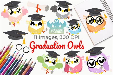 Graduation Owls Clipart Instant Download Vector Art By Lime And Kiwi