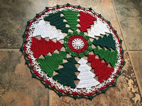 Christmas Tree Doily Classic Color Design Handmade Crochet Etsy