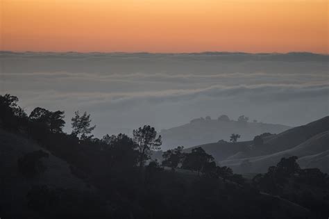 Fog Covered Hills Over The San Francisco Peninsula California