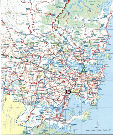 Detailed Main Roads Map Of Sydney