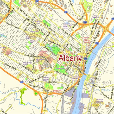 Albany New York Us Printable Vector Map Map
