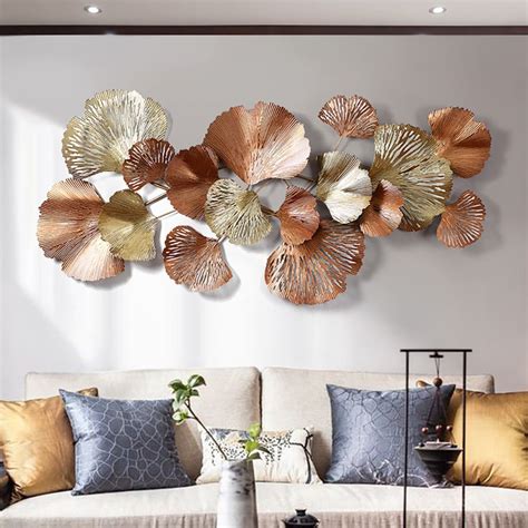 Farmhouse Gold Ginkgo Leaves Wall Decor For Living Room Bedroom Unique