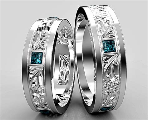 Check out our wedding ring set selection for the very best in unique or custom, handmade pieces from our bridal sets shops. Princess Cut Blue Diamond Matching Wedding Ring Set ...