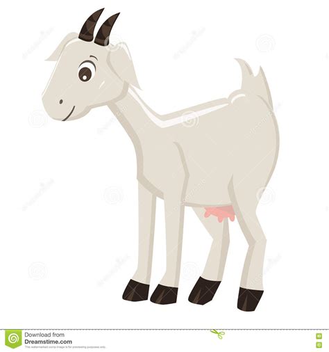 Cute Cartoon Goat On White Background Vector Illustration Stock Vector