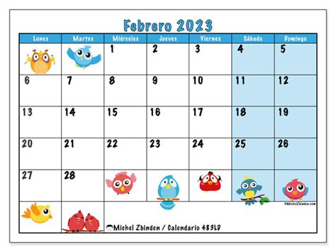 Calendario Febrero De 2023 Para Imprimir “483ld” Michel Zbinden Gt