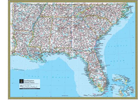 Southeastern Us Wall Map By National Geographic Mapsales
