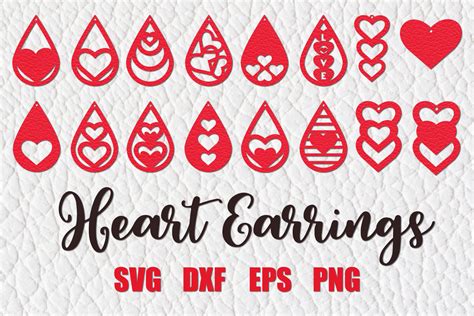 Valentine Earrings Svg Heart Earrings Cut File Earring Svg