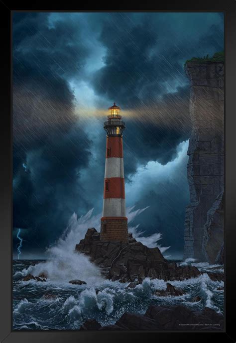 Unbreakable Lighthouse Stormy Seas By Vincent Hie Nature Art Print