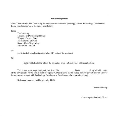 The letter confirms receipt of documents and highlights actions to. 18+ Sample Acknowledgement Letters - Free PDF, Word Format ...