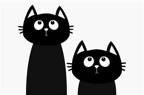 Two Black Cat Set Looking Up Cat Vector Black Cat Day Cat Portraits