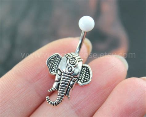 Elephant Belly Button Ringselephant Navel Jewelrylucky Belly Etsy