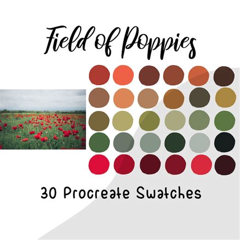 Procreate Palette Swatches Procreate Color Palette Poppies Palette