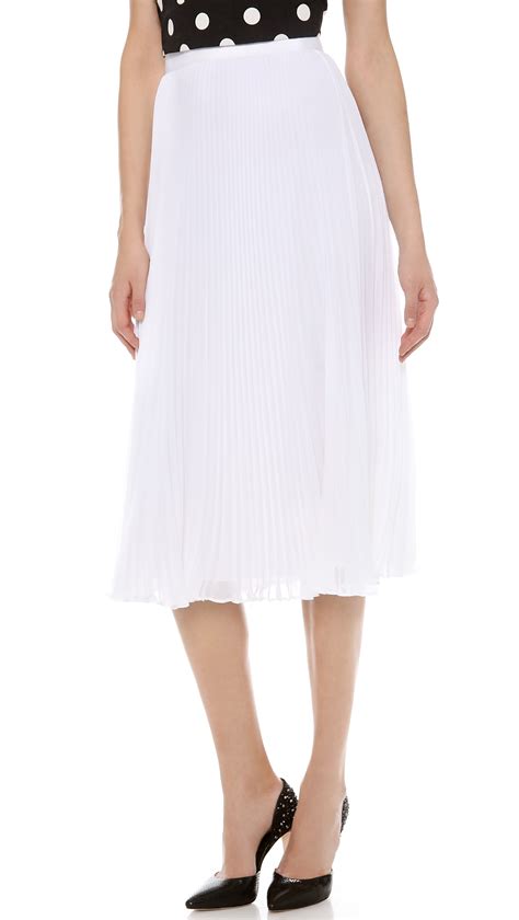 Alice Olivia Pleated Midi Skirt In White Lyst