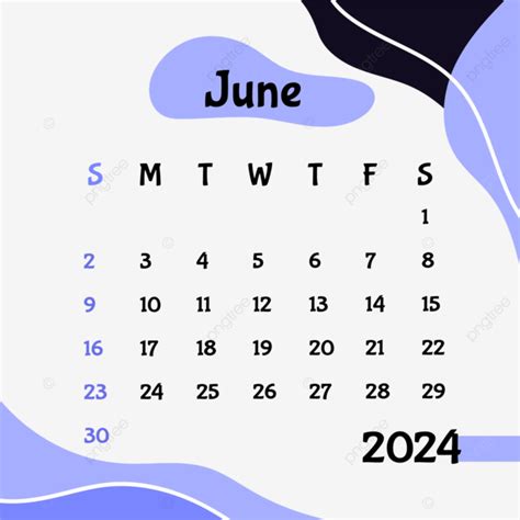 Vector Calendario Junio 2024 PNG Calendario 2024 Calendario Junio