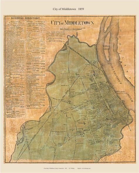 Middletown City 1859 Old Town Map With Homeowner Names Etsy Town