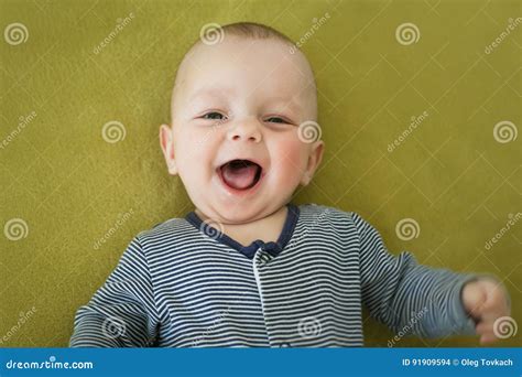 Newborn Boy Is Lying In The Bed Stock Photo Image Of Blue Newborn