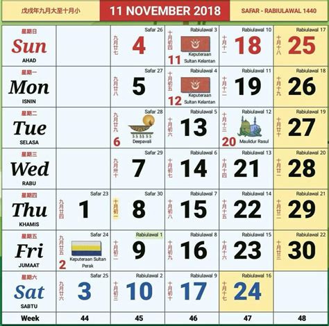 Vajuta kuus holidays algab esmaspäeval. 2018 Calendar With Updated Malaysian Holidays Unveiled