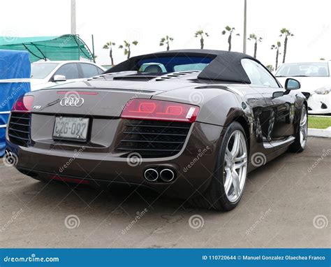 Convertible Brown Color Audi R8 V8 Fsi In Lima Editorial Stock Image