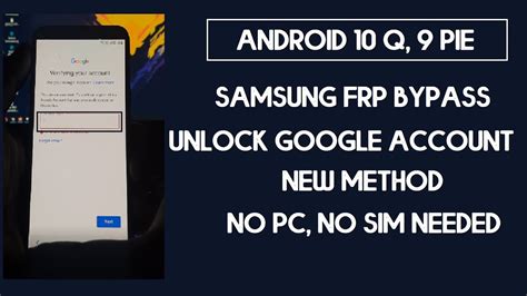 Samsung FRP Bypass Google Account Unlock New Method Without PC Android YouTube