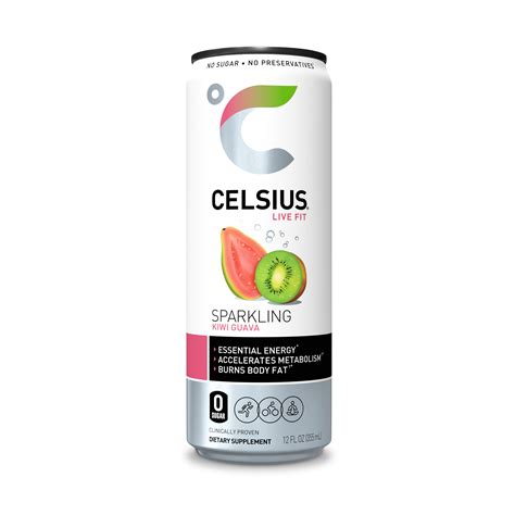 Celsius Essential Energy Drink 12 Fl Oz Sparkling Kiwi Guava Single