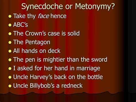 Ppt Synecdoche And Metonymy Powerpoint Presentation Free Download Id5363613