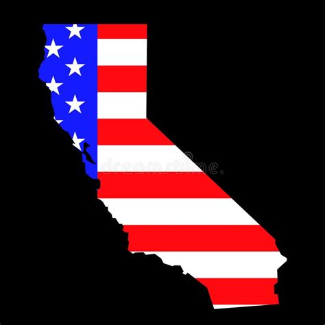 mapa del estado de california con la bandera nacional americana ilustración del vector