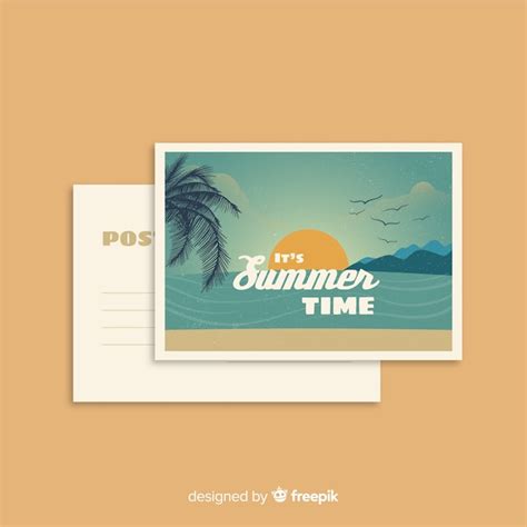 Postal Vintage De Vacaciones De Verano Vector Gratis