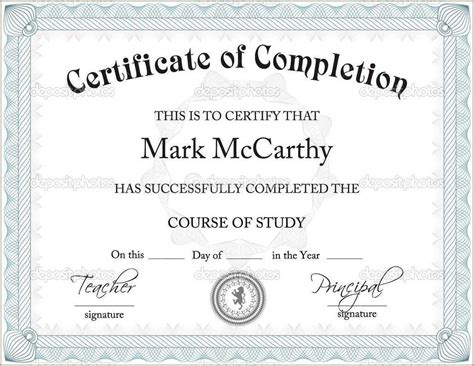 Free Certificate Of Completion Construction Templates Resume Gallery