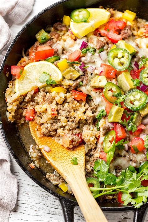 Check spelling or type a new query. Keto Burrito Bowl with Beef and Cauliflower Rice | Atkins recipes, Beef recipes, Recipes